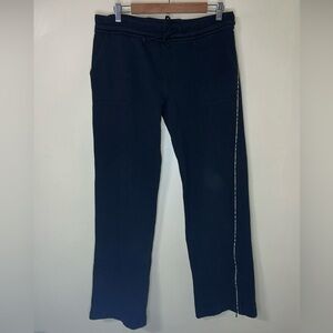 Burberry Flare Low Rise Sweatpants Black Nova Check Stripe Women's Large